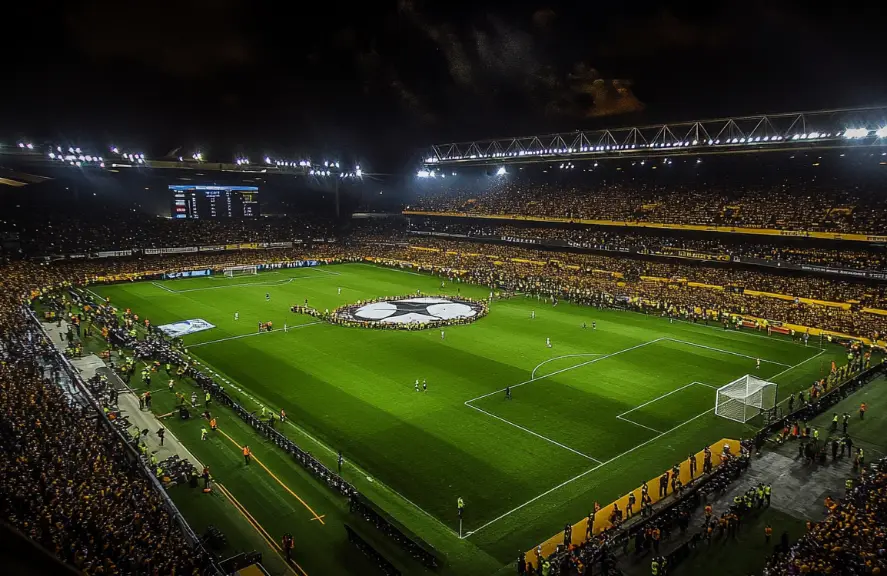 a football stadium from above